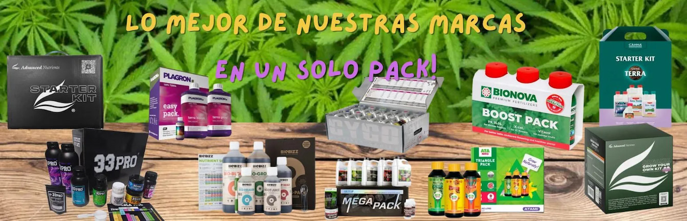 Conjunto de packs de fertilizantes premium de marcas líderes para todas las fases del cultivo