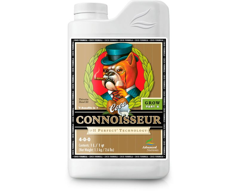 Connoisseur Coco Grow de Advanced Nutrients, fertilizante base para crecimiento en fibra de coco con tecnología pH Perfect.