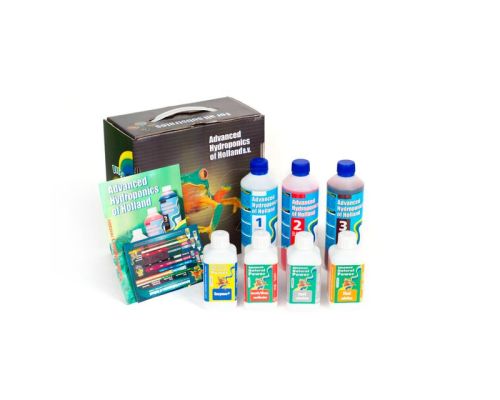 Starter Kit de Advanced Hydroponics of Holland, incluye fertilizantes base y línea completa de estimuladores Natural Power.