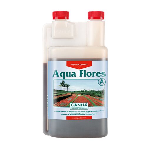Depósito de nutrientes con Aqua Flores A para un sistema de cultivo aeropónico.