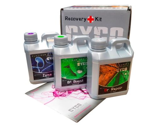 Detalle de las botellas de grado farmacéutico incluidas en el kit de recuperación de Cyco.
