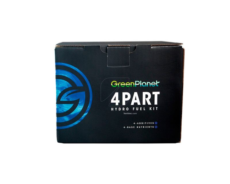 Conjunto Hydro Fuel de Green Planet incluyendo bases A&B Grow, Bloom y aditivos premium.