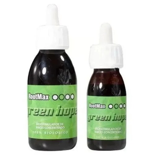 Botella de RootMax de Green Hope, bioestimulante para el desarrollo de raíces.