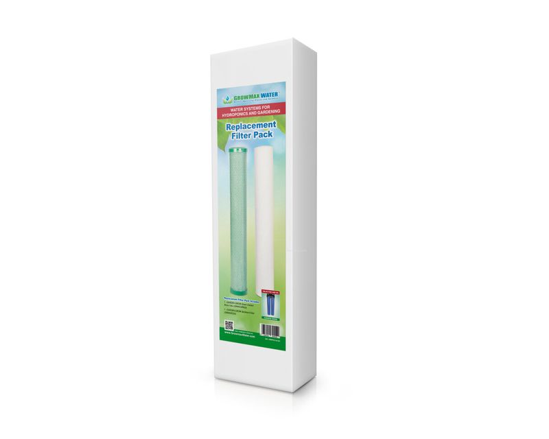 Pack de filtros oficiales GrowMax Water para el sistema Garden Grow, especializados en la eliminación de cloro y químicos orgánicos.