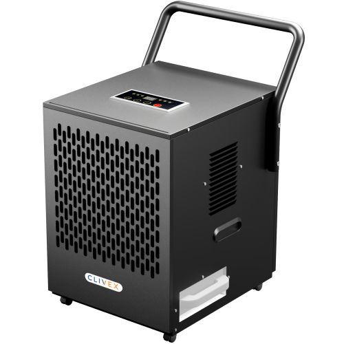 Unidad de deshumidificación profesional Clivex ProDry con panel digital y carcasa de alta resistencia.