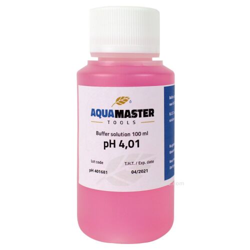 Solución de calibración ácida pH 4.01 original de Aqua Master Tools para el mantenimiento de electrodos.