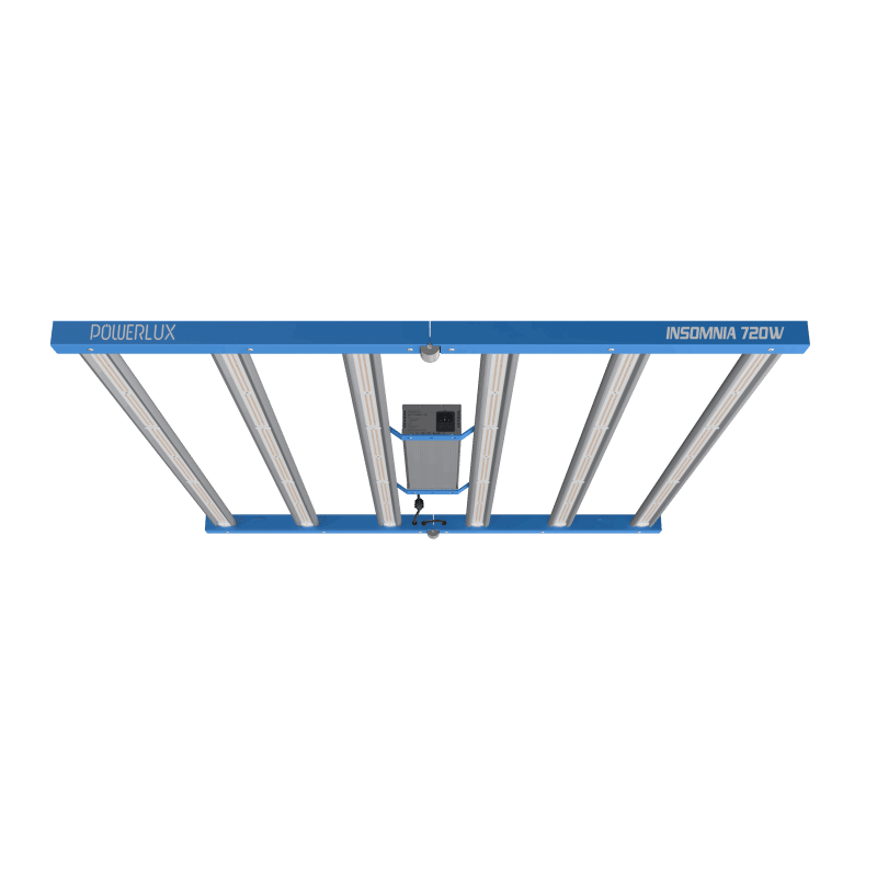 Estructura multi-barra de la luminaria LED Insomnia de Powerlux con diodos de espectro completo.