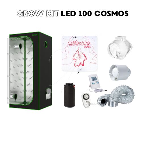 Conjunto completo de herramientas para cultivo indoor con panel LED Cosmos 300W.