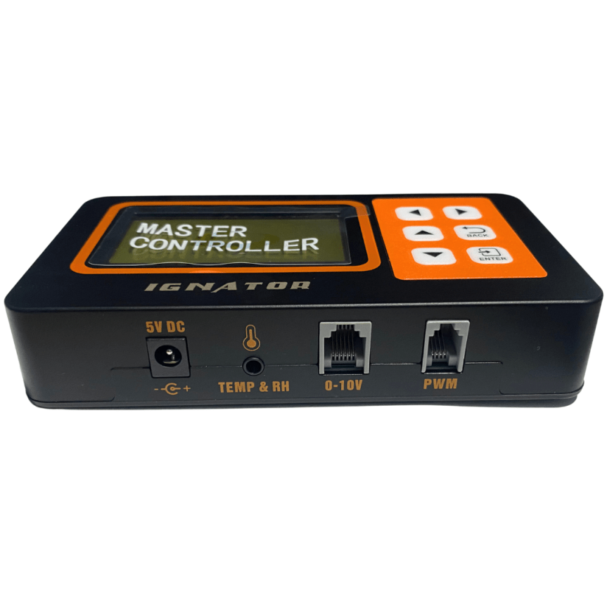 Panel de control digital Ignator LC1 con doble canal para gestión de luminarias de cultivo.
