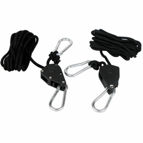 Sistema de poleas de trinquete reforzado para colgar filtros de carbón y equipos de iluminación pesados.